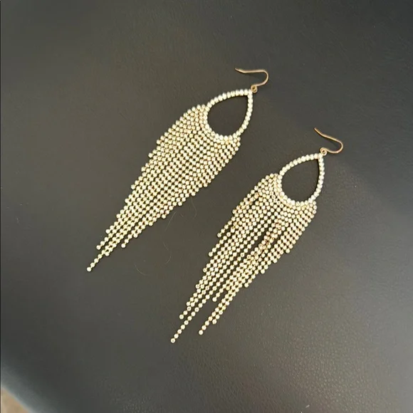 Elegant Gold Beaded Dangle Earrings - Picture 7 of 10